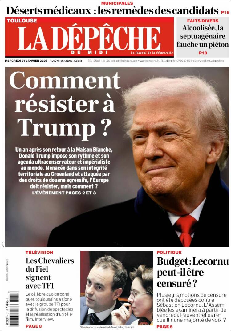 Portada de La Dépêche du Midi (Francia)