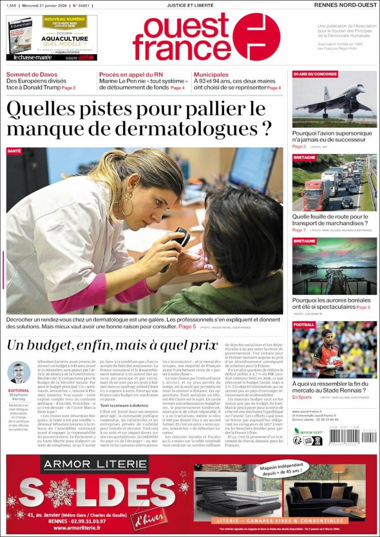 Portada de Ouest France (Francia)