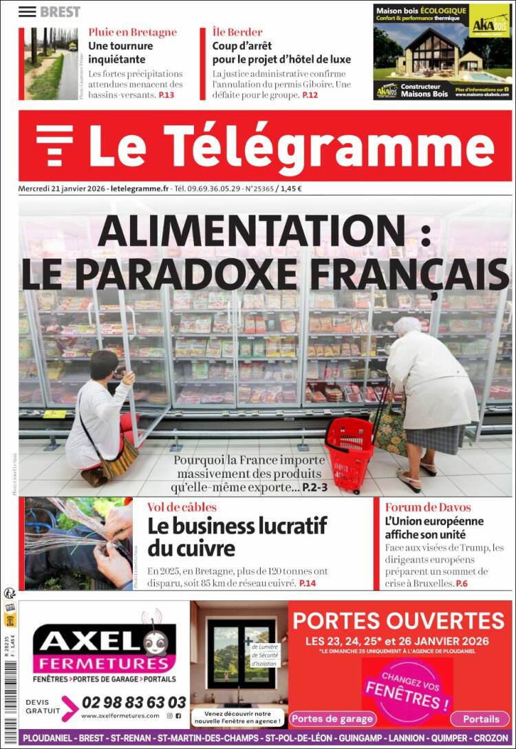 Portada de Télégramme (Francia)
