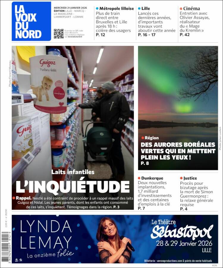 Portada de La Voix du Nord (Francia)