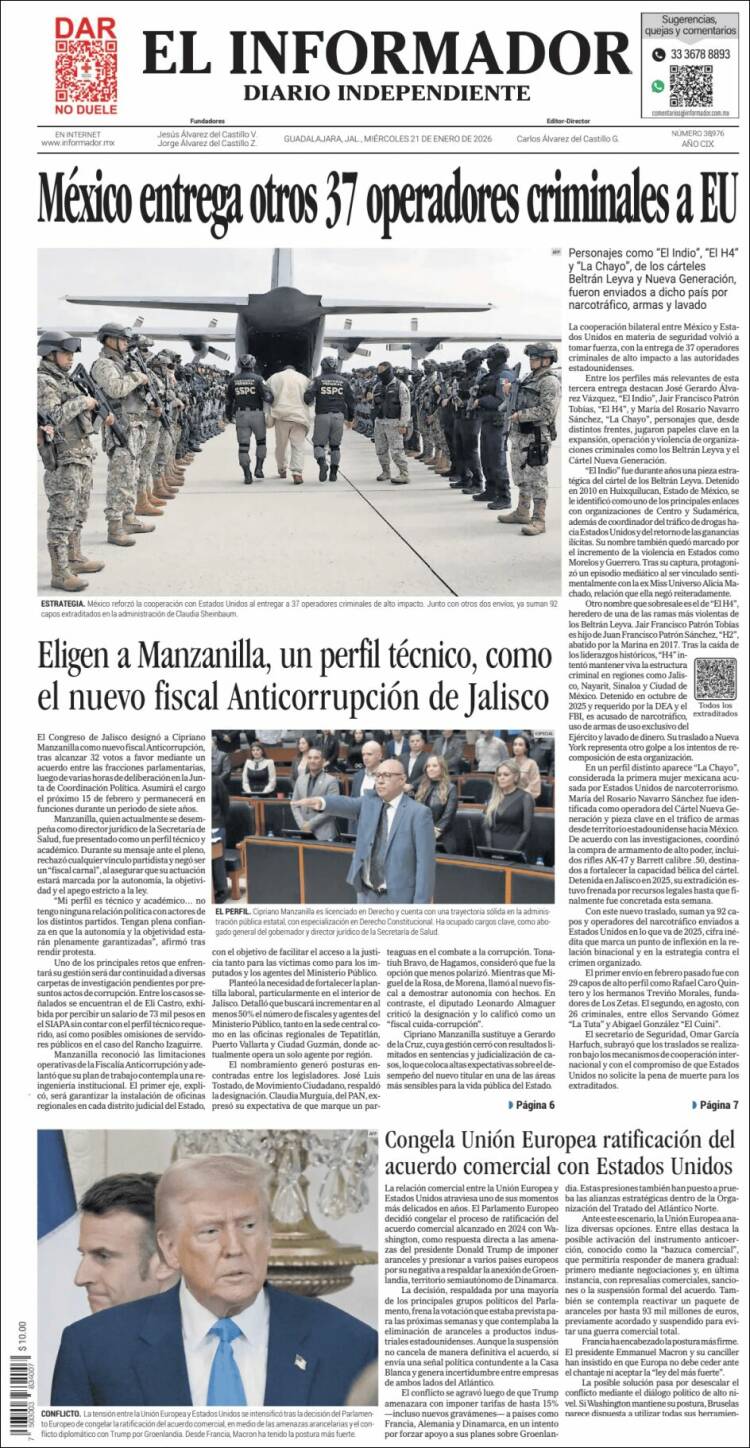 Portada de El Informador (M&eacute;xico)