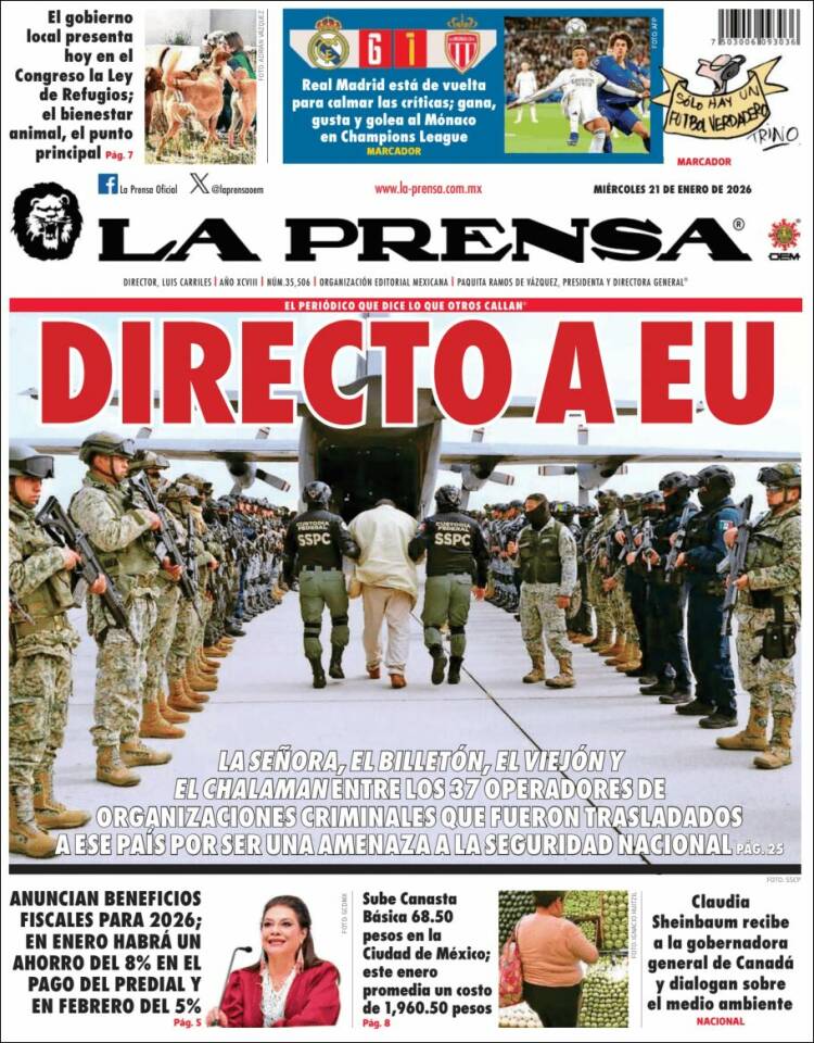 Portada de La Prensa (M&eacute;xico)