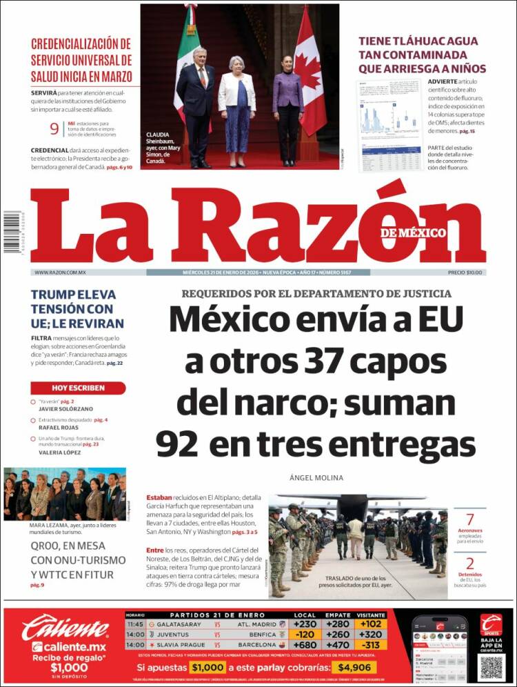 Portada de La Razón (M&eacute;xico)