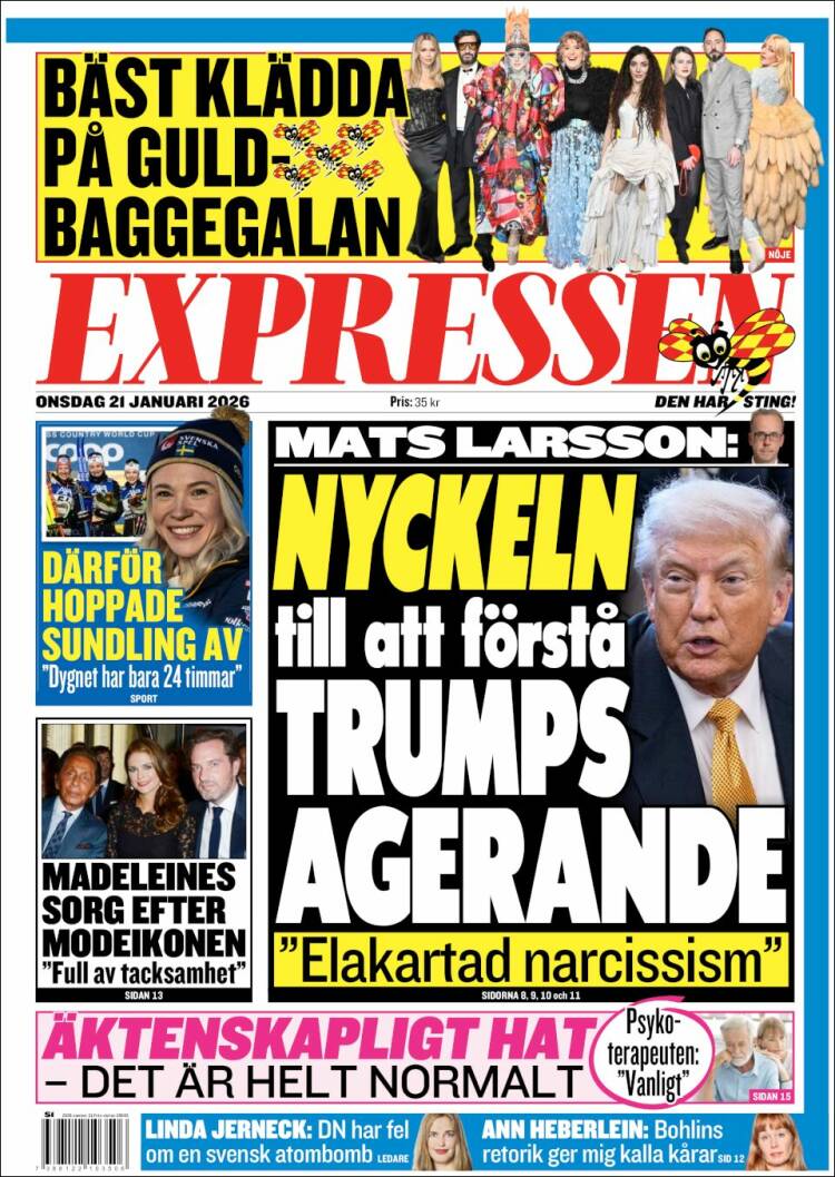 Portada de Expressen (Suecia)
