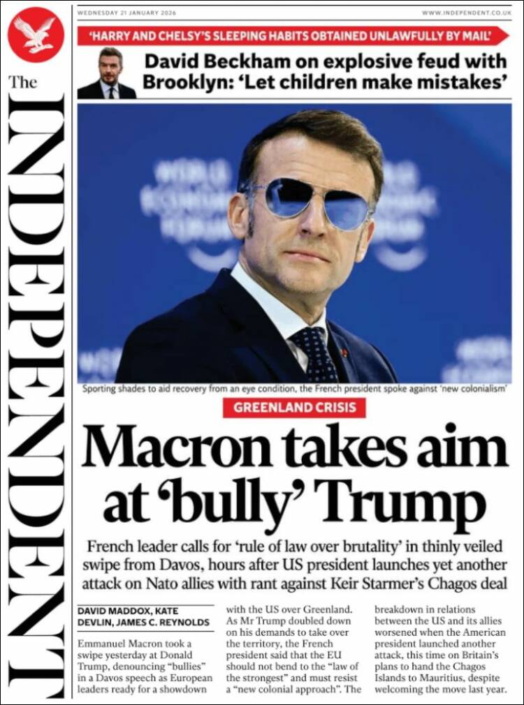 Portada de The Independent (Reino Unido)