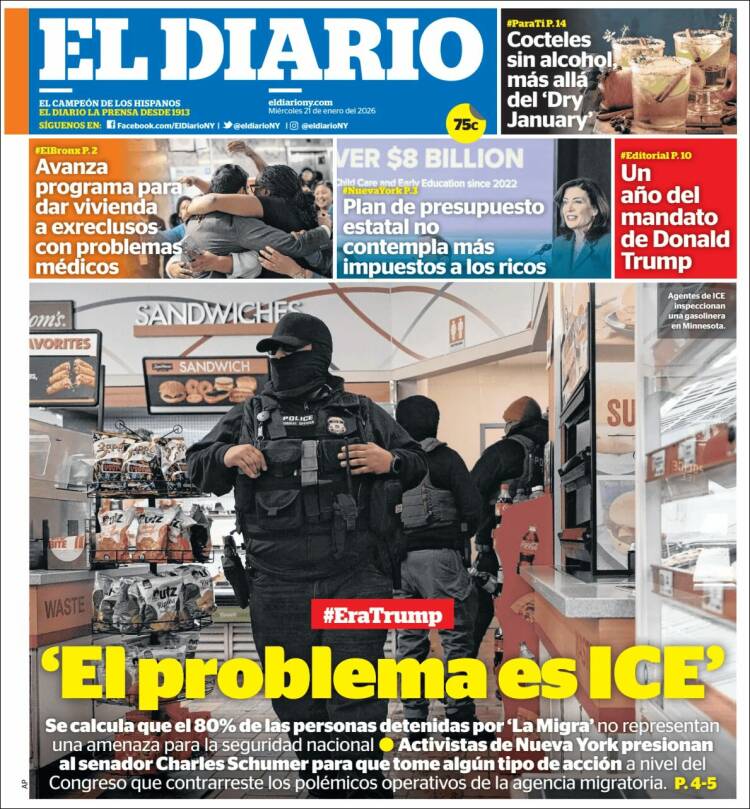 Portada de El Diario NY (USA)