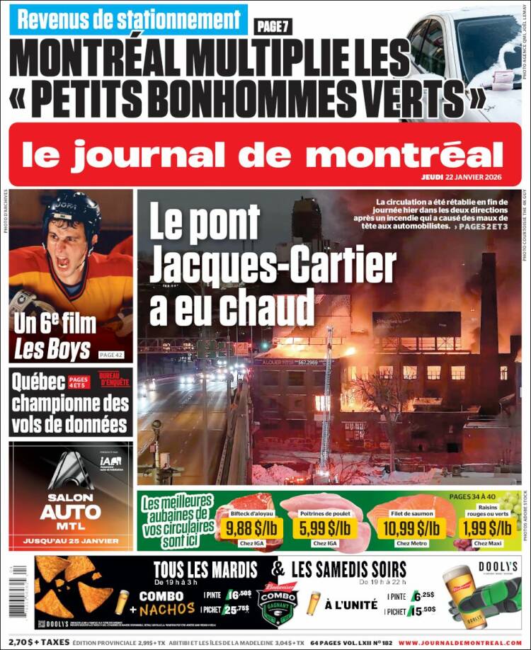 Portada de Le Journal de Montréal (Canad&aacute;)