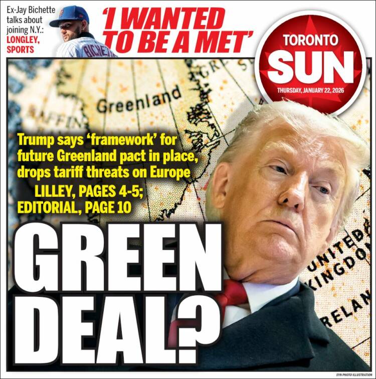 Portada de The Toronto Sun (Canad&aacute;)
