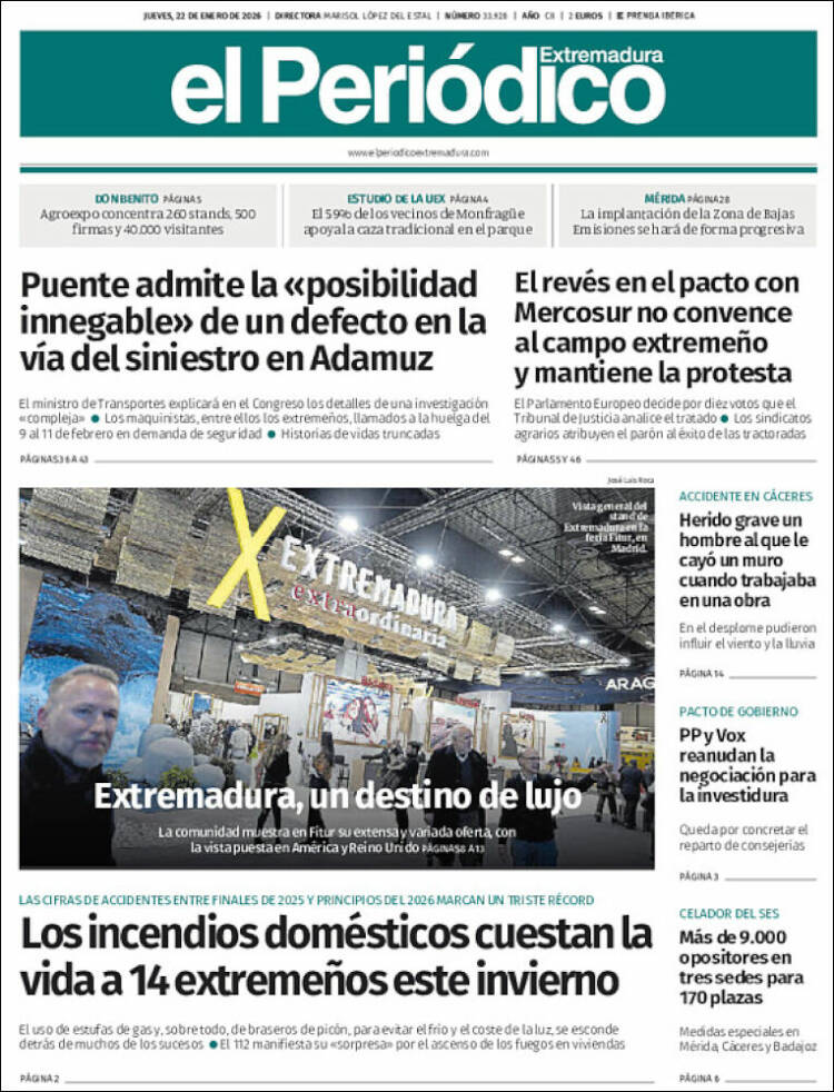Portada de El Periódico de Extremadura (Espa&ntilde;a)