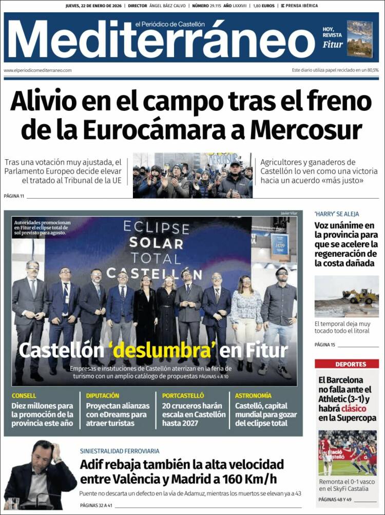 Portada de El Periódico Mediterraneo (Espa&ntilde;a)