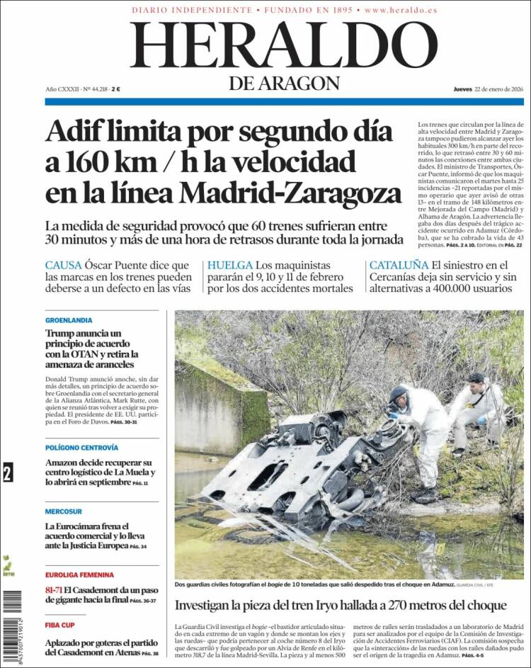 Portada de Heraldo de Aragón (Espa&ntilde;a)