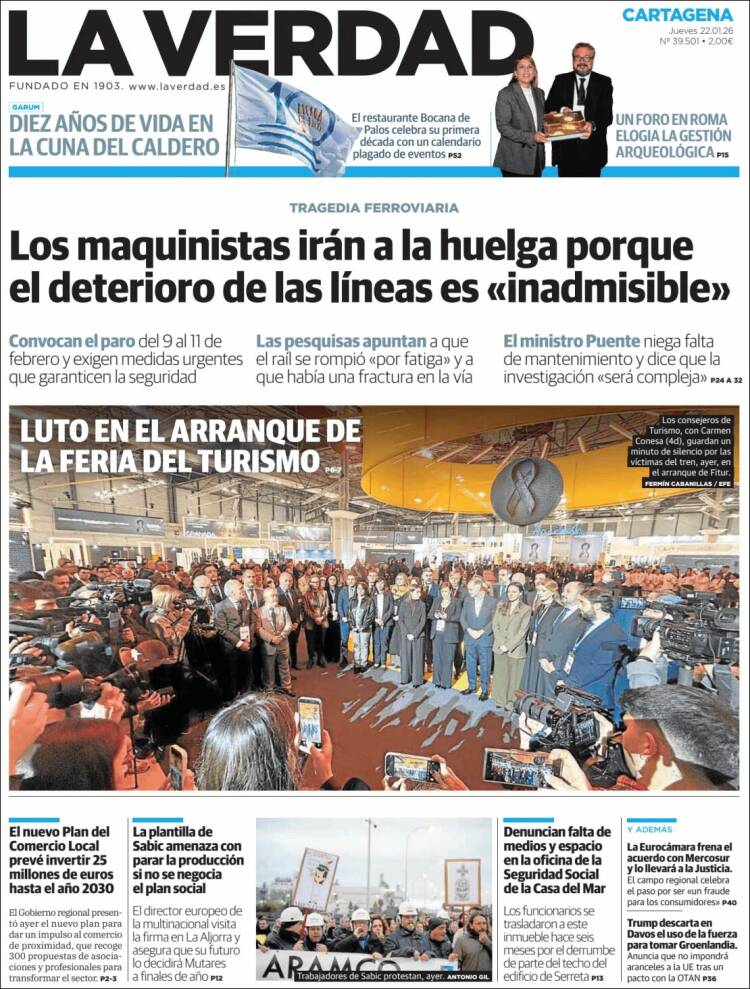 Portada de La Verdad de Cartagena (Espa&ntilde;a)