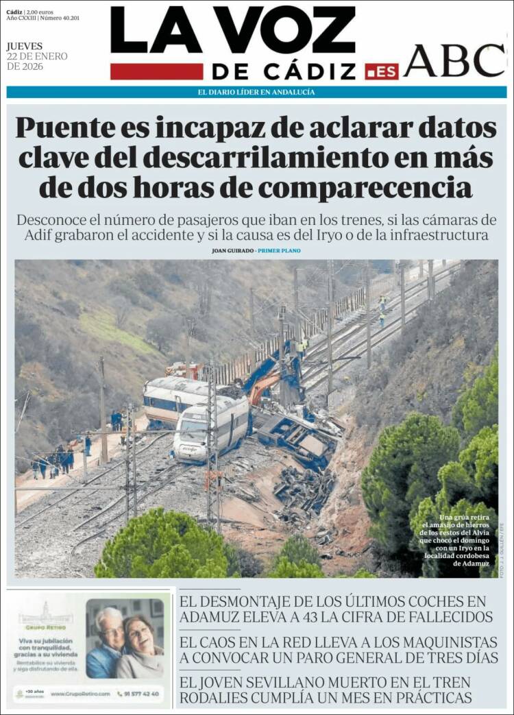 Portada de La Voz de Cádiz (Espa&ntilde;a)