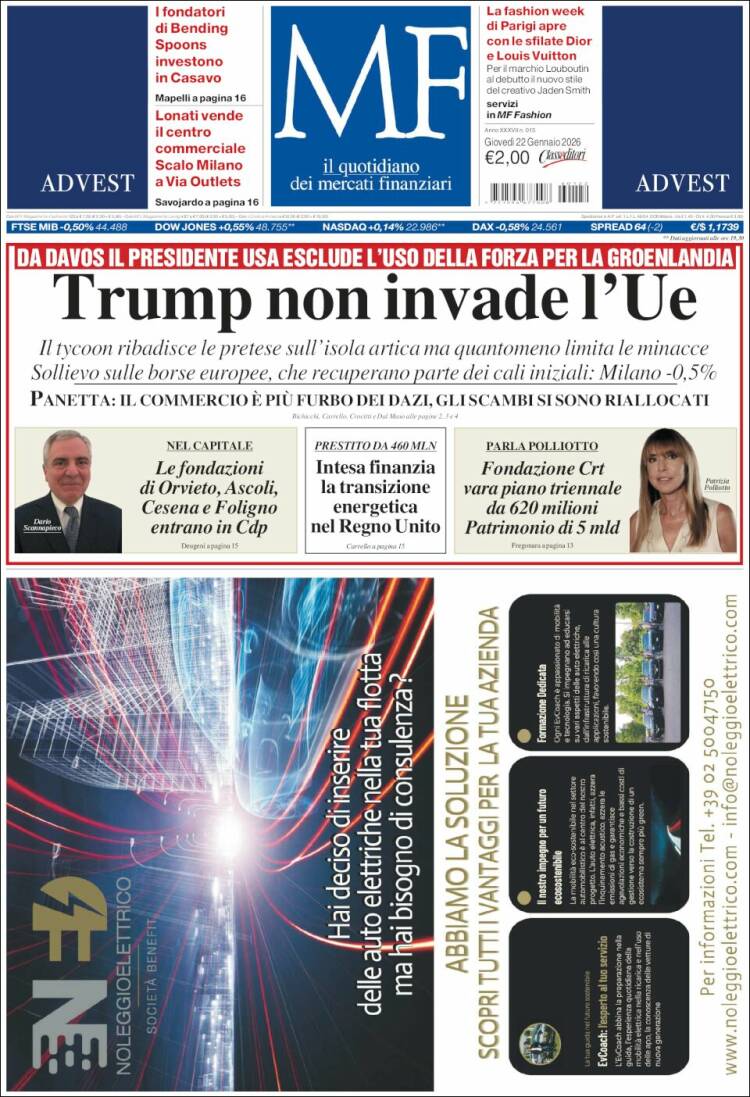 Portada de Milano Finanza (Italia)