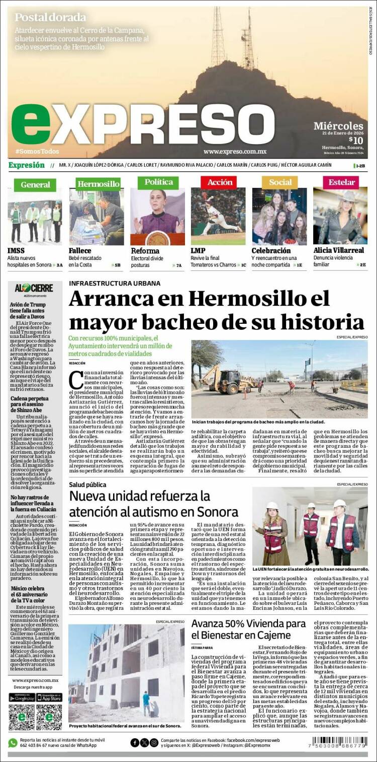 Portada de Expreso (M&eacute;xico)