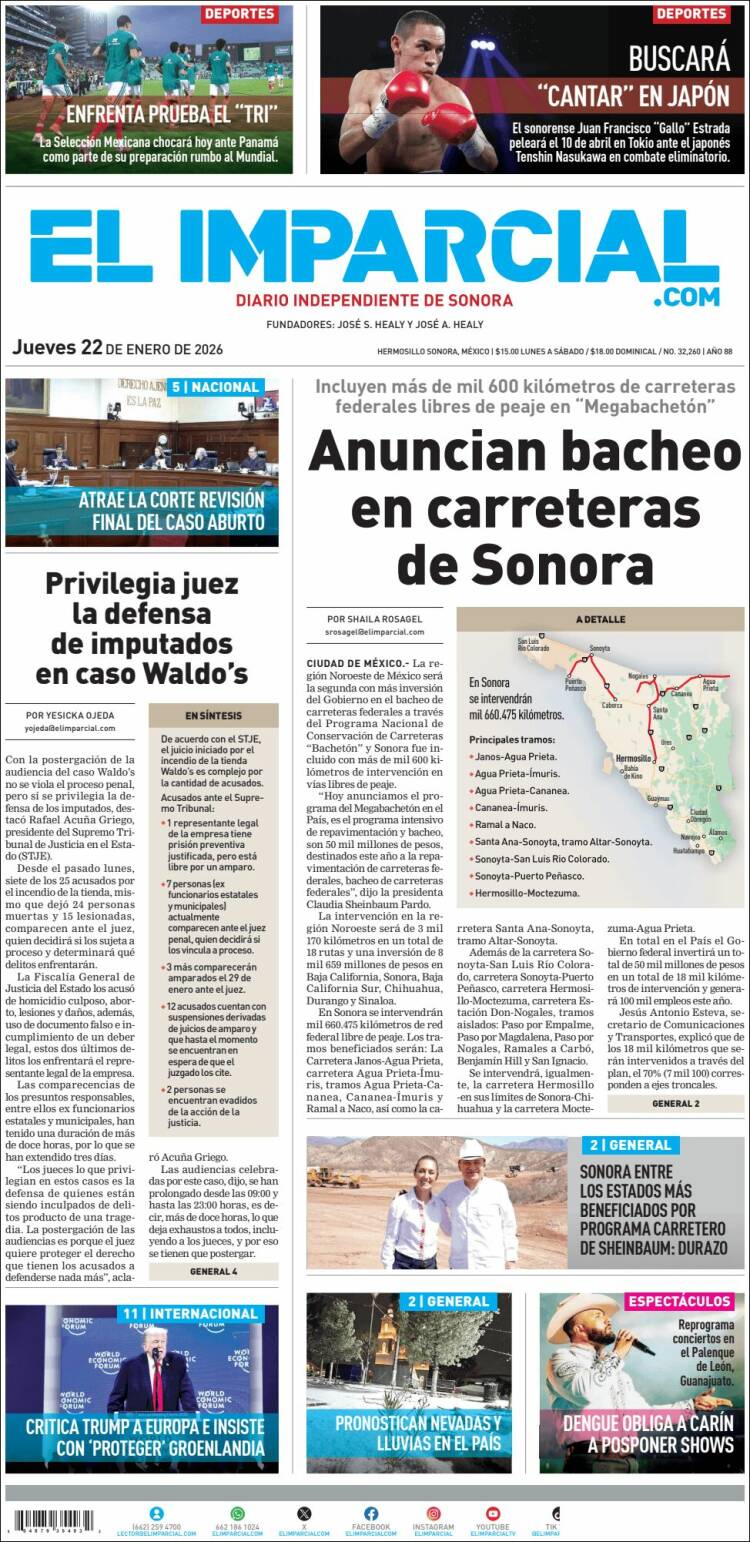 Portada de El Imparcial (M&eacute;xico)