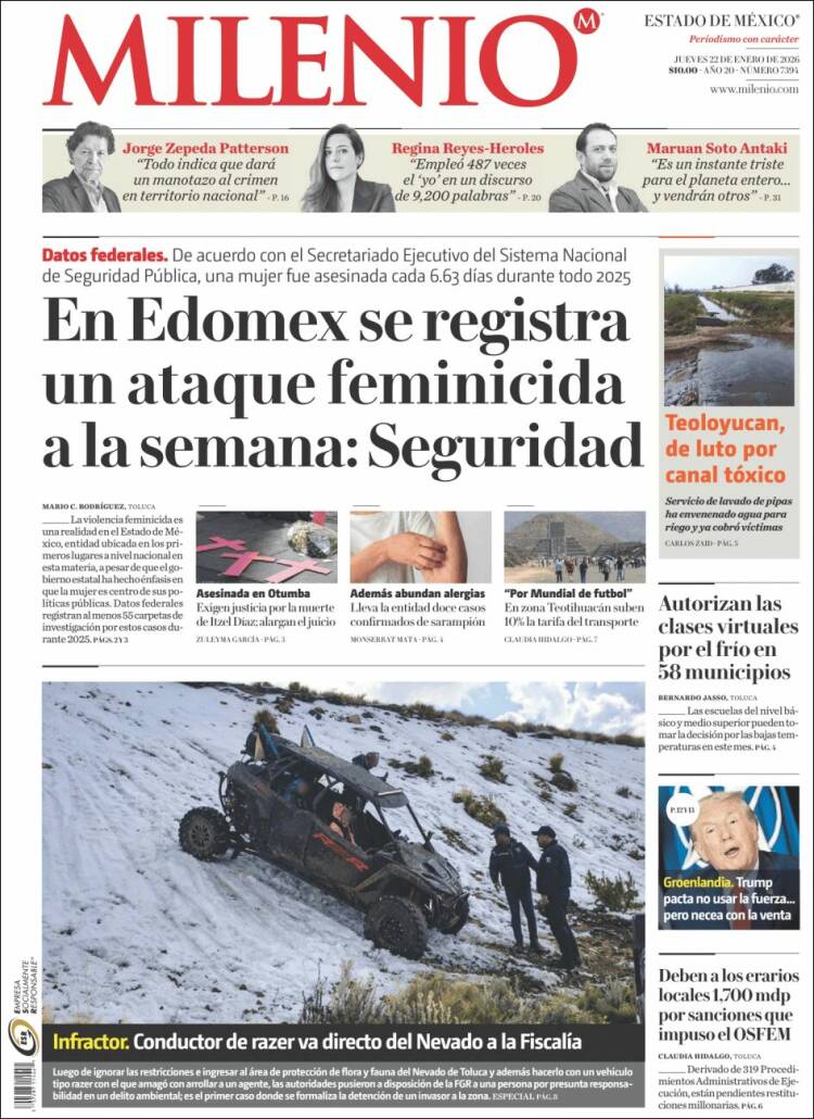 Portada de Milenio - Estado de México (M&eacute;xico)