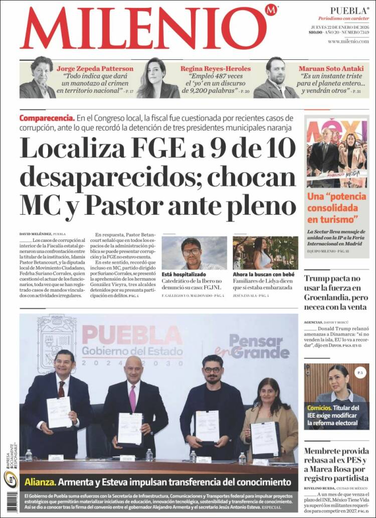 Portada de Milenio de Puebla (M&eacute;xico)