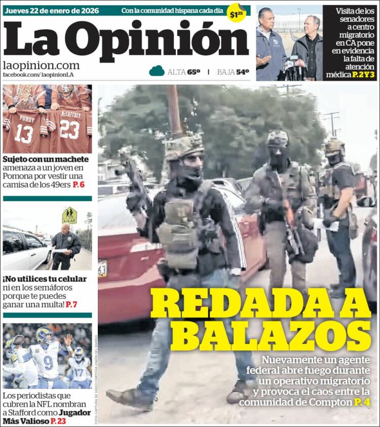 Portada de La Opinión (USA)