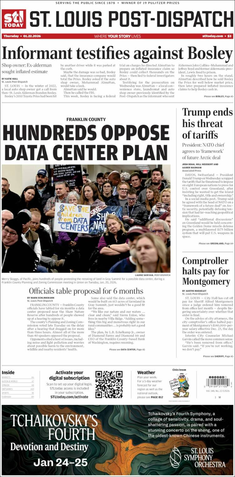 Portada de St. Louis Post-Dispatch (USA)