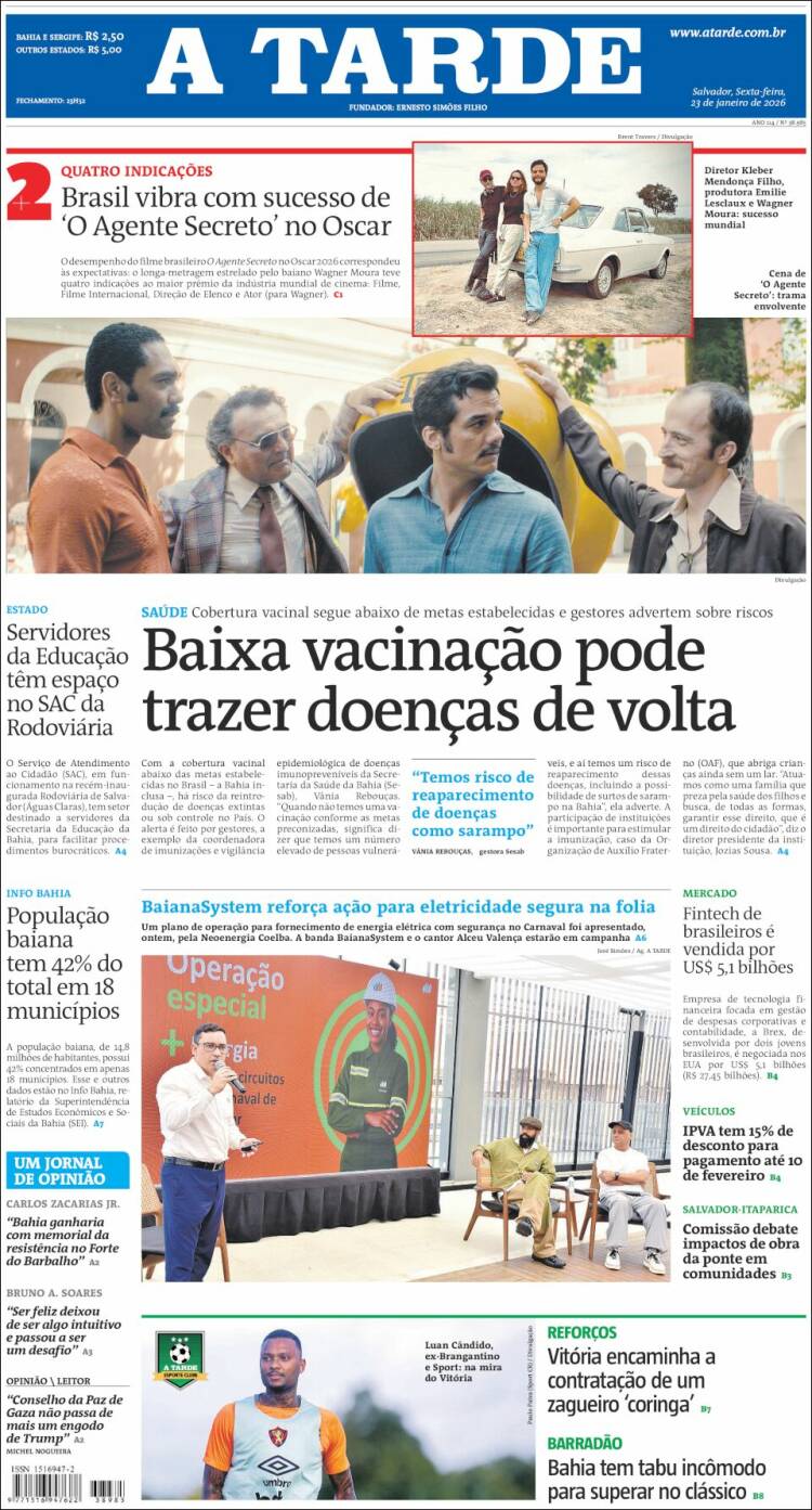 Portada de Diário A Tarde (Brasil)