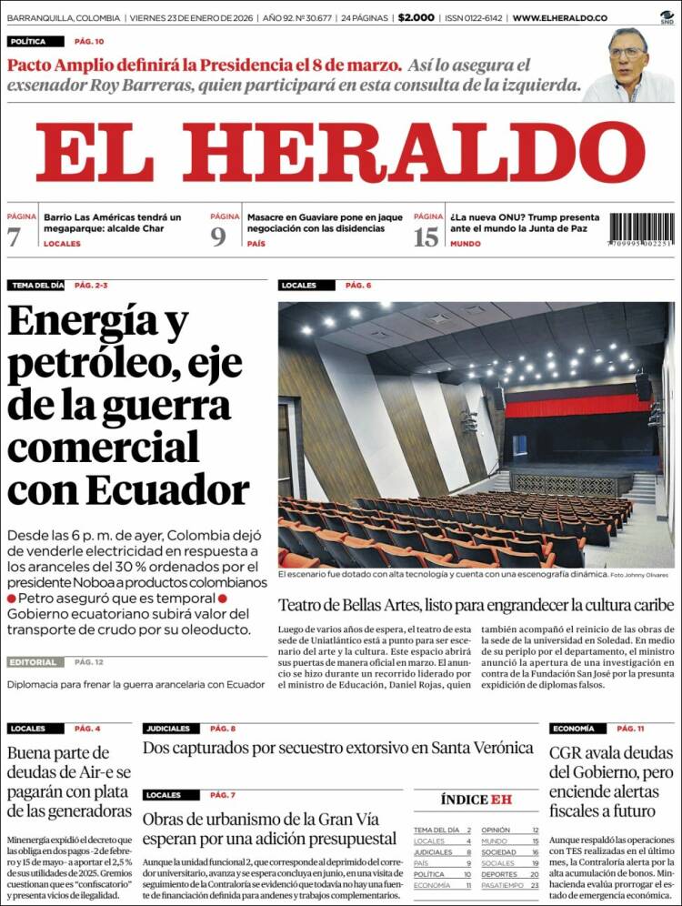 Portada de El Heraldo (Colombia)