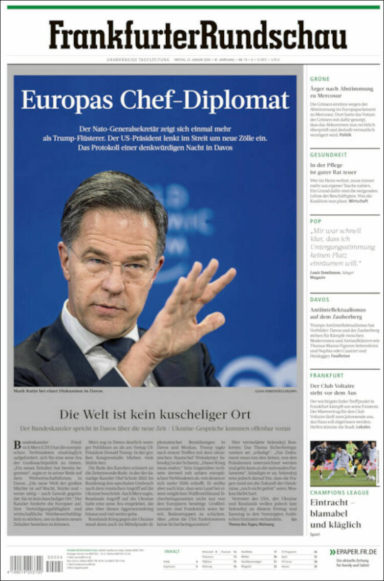 Portada de Frankfurter Rundschau (Alemania)