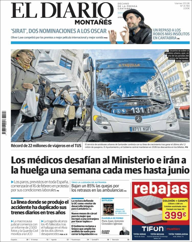 Portada de El Diario Montañés (Espa&ntilde;a)