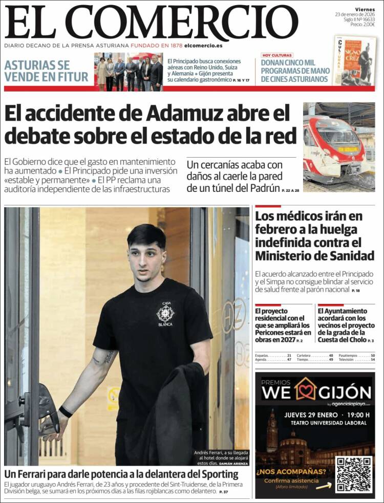 Portada de El Comercio - Gijón (Espa&ntilde;a)