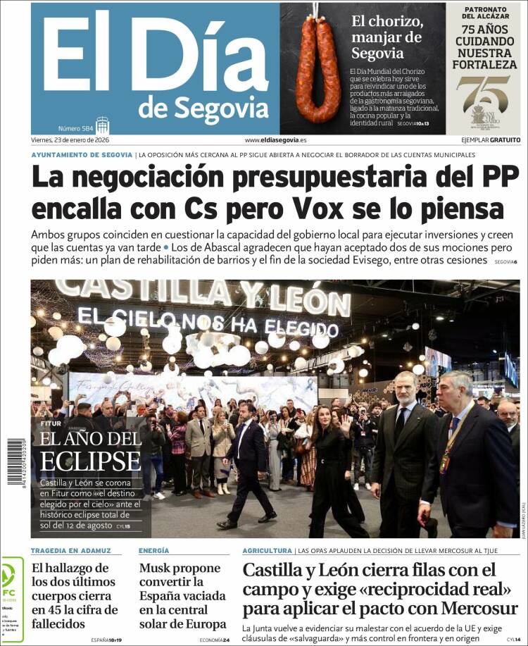 Portada de El Día de Segovia (Espa&ntilde;a)