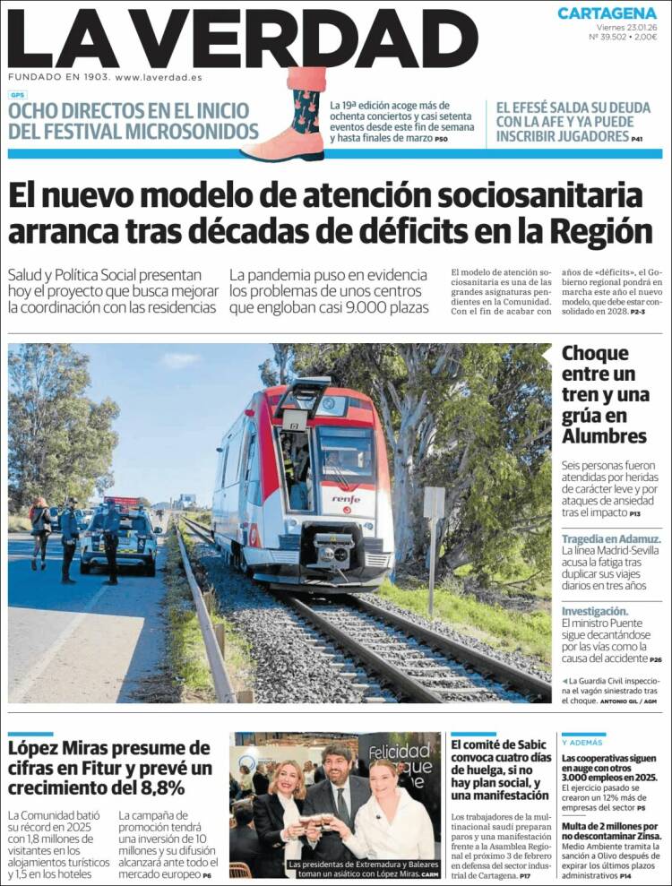 Portada de La Verdad de Cartagena (Espa&ntilde;a)