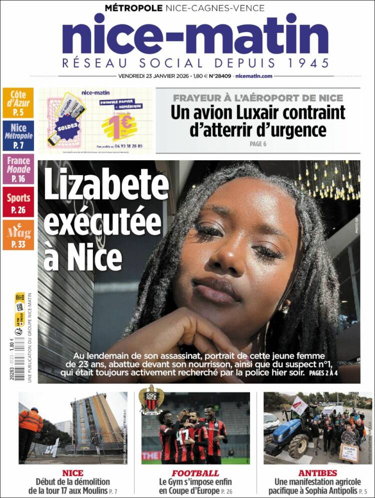 Portada de Nice-Matin (Francia)