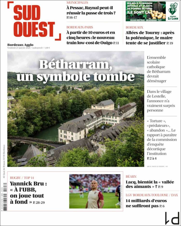 Portada de Sud Ouest (Francia)