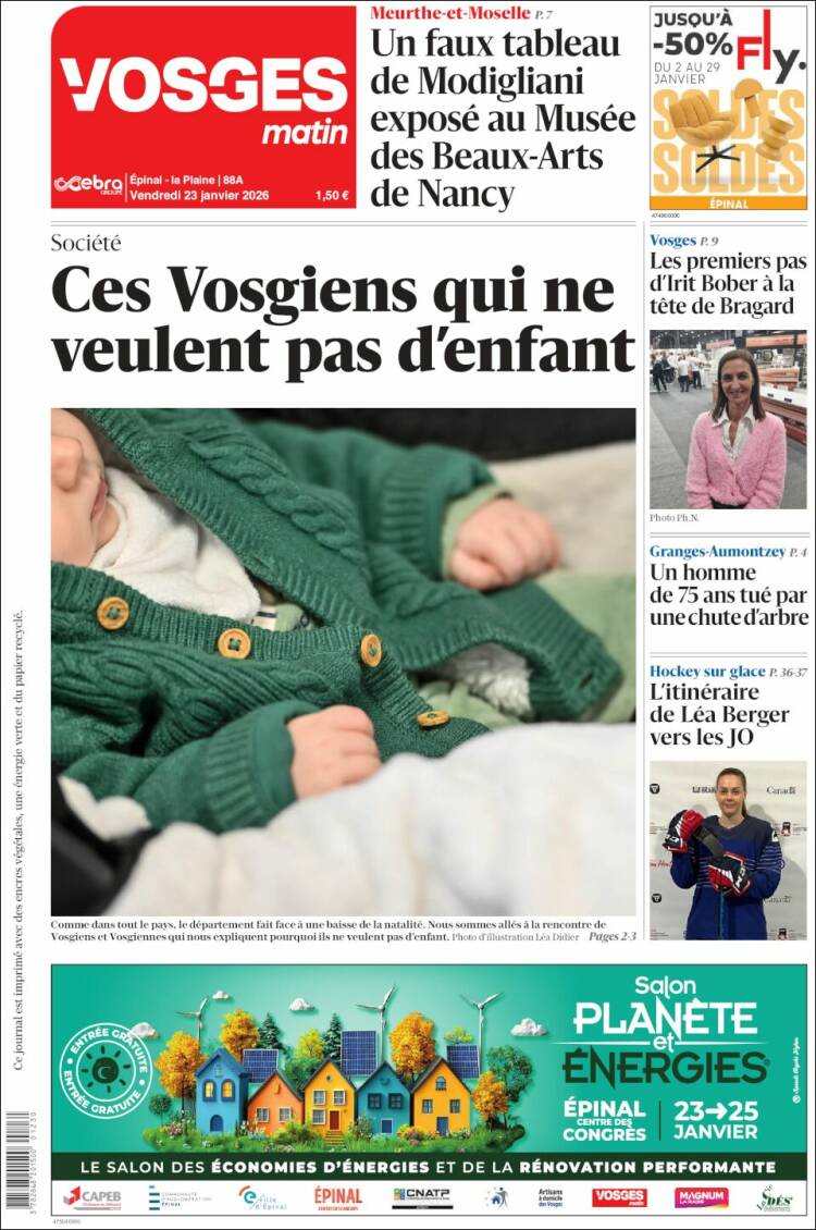Portada de Vosges Matin (Francia)