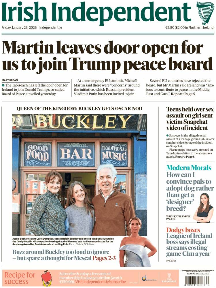 Portada de Irish Independent (Ireland)