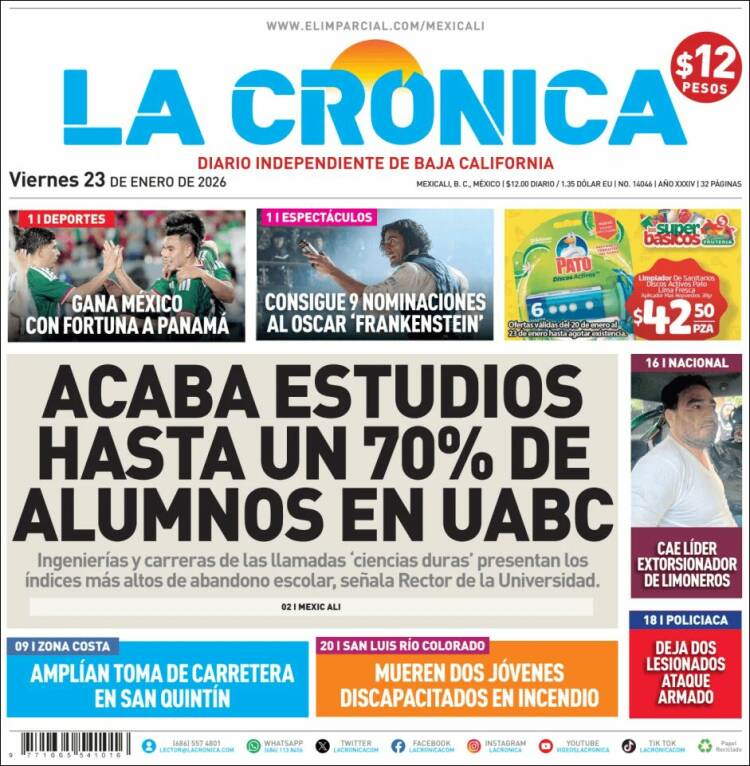 Portada de La Crónica de Baja California (M&eacute;xico)