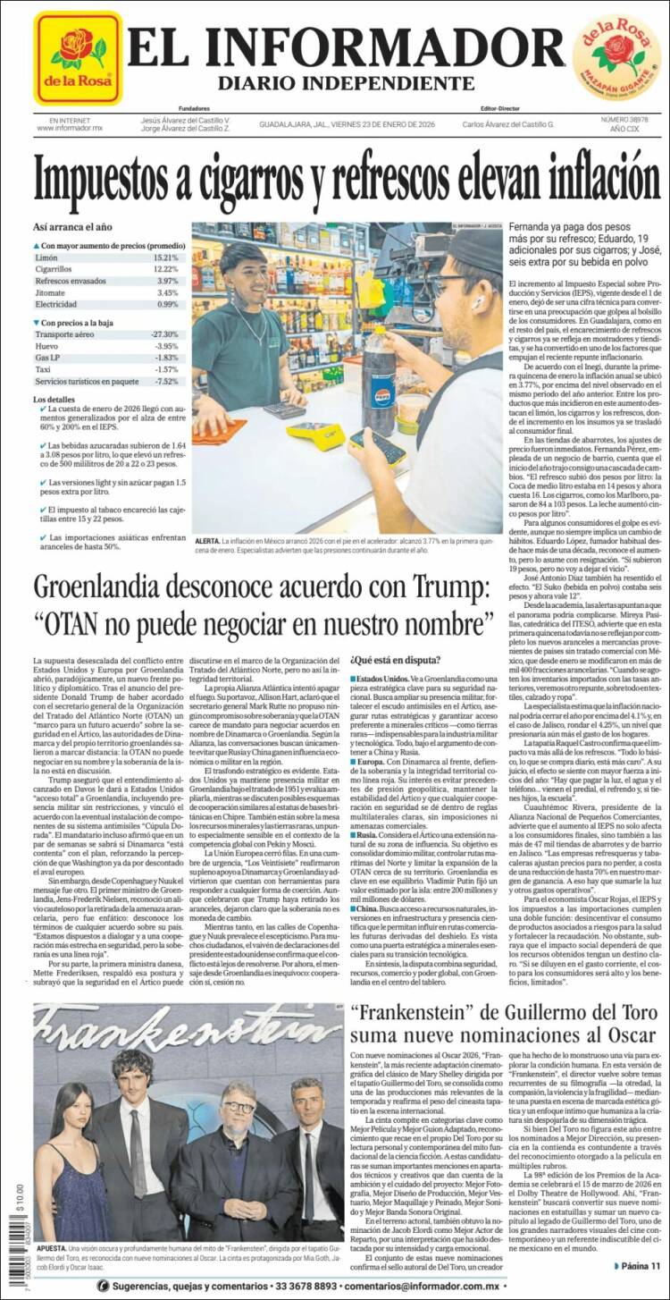 Portada de El Informador (M&eacute;xico)