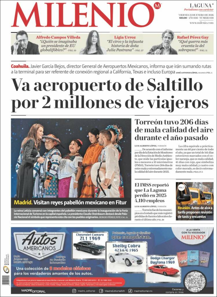 Portada de Milenio - Laguna (M&eacute;xico)