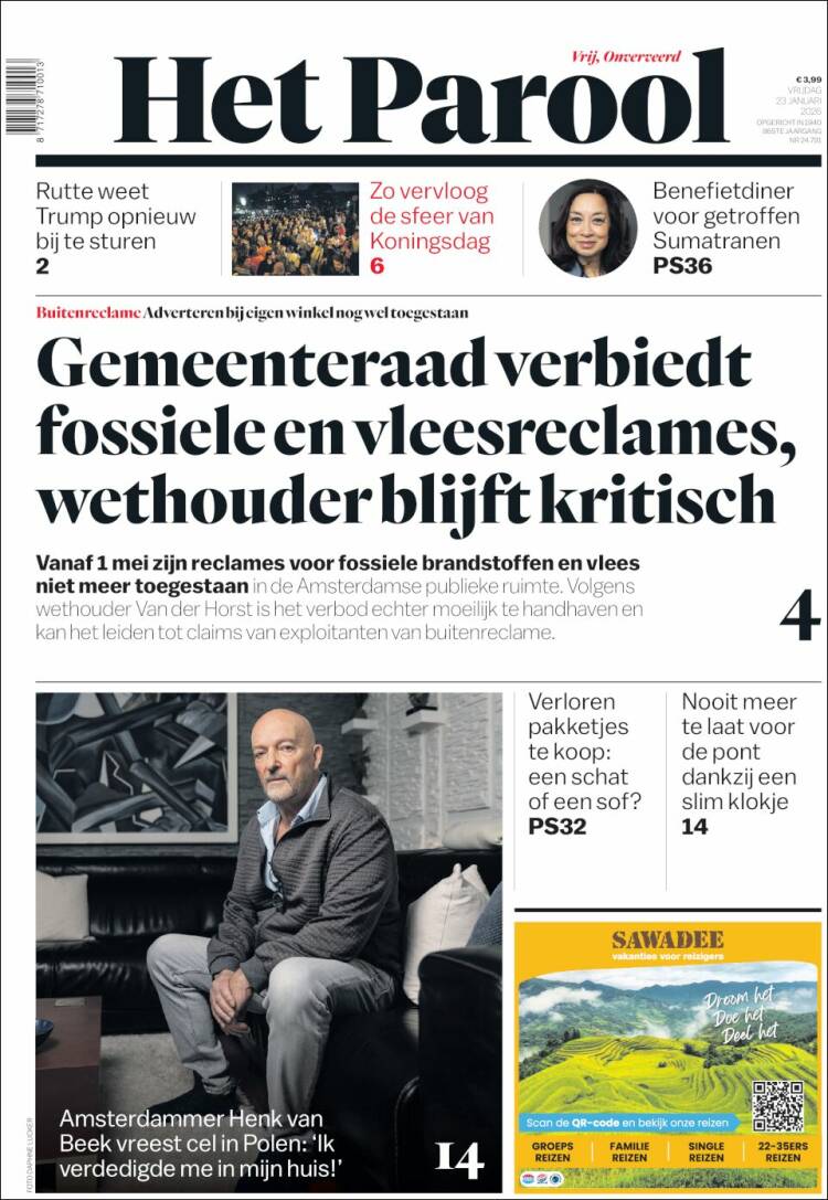 Portada de Het Parool (Pa&iacute;ses Bajos)