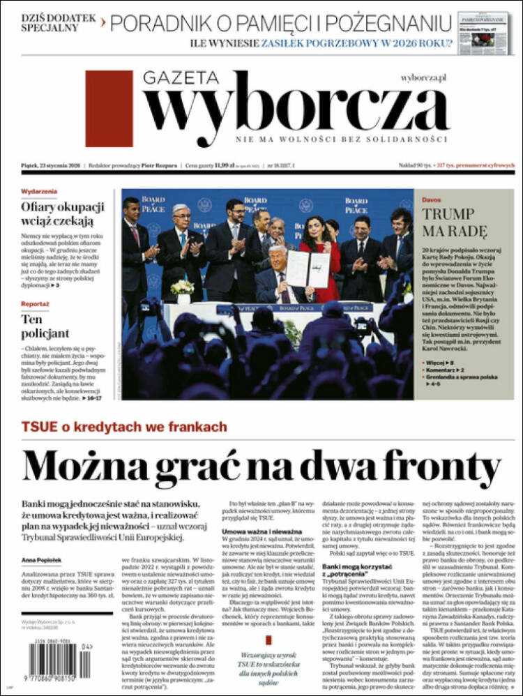 Portada de Gazeta Wyborcza (Polonia)