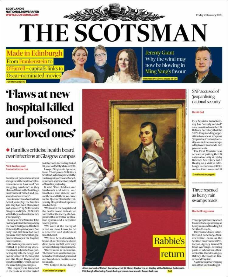 Portada de The Scotsman (Reino Unido)