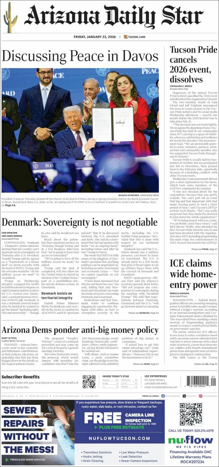 Portada de Arizona Daily Star (USA)