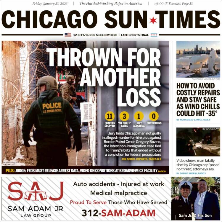 Portada de Chicago Sun-Times (&Eacute;tats-Unis)
