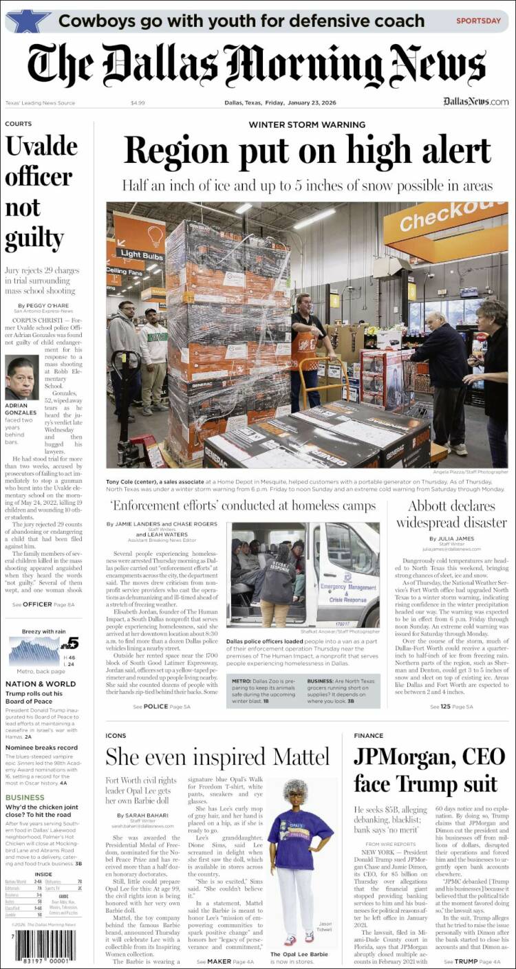 Portada de Dallas Morning News (USA)