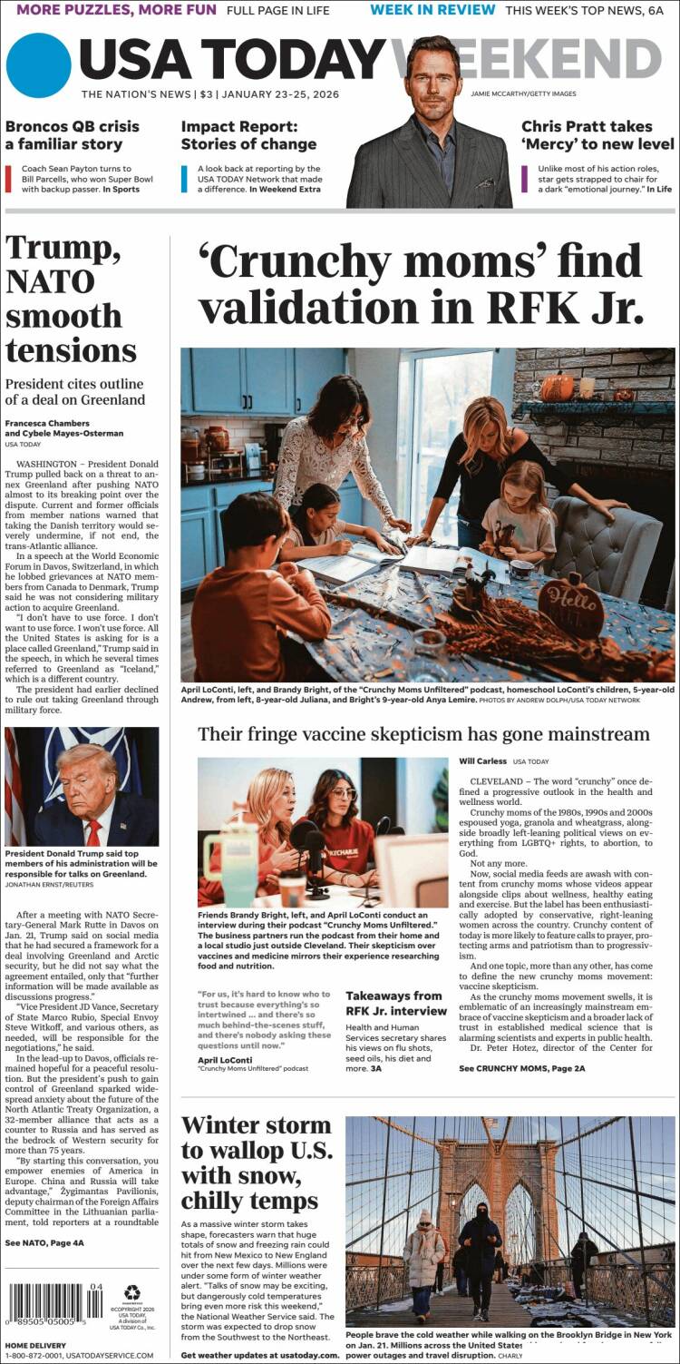 Portada de USA Today (USA)