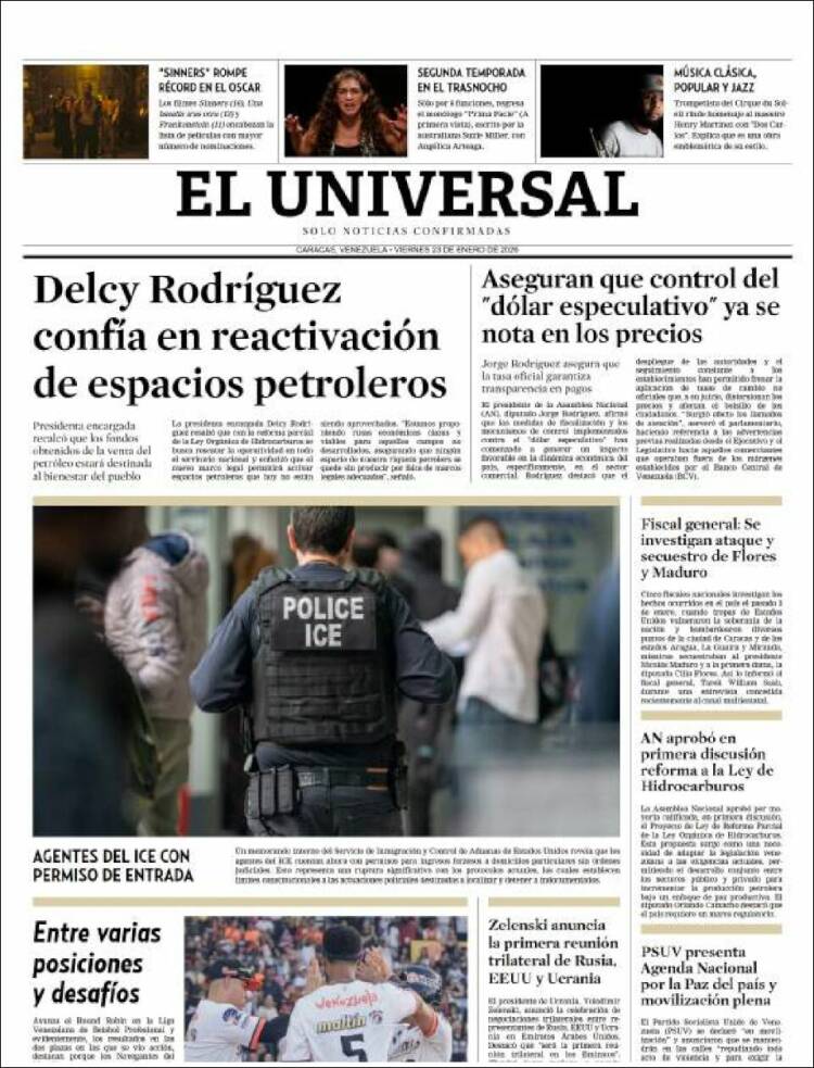 Portada de Universal (Venezuela)