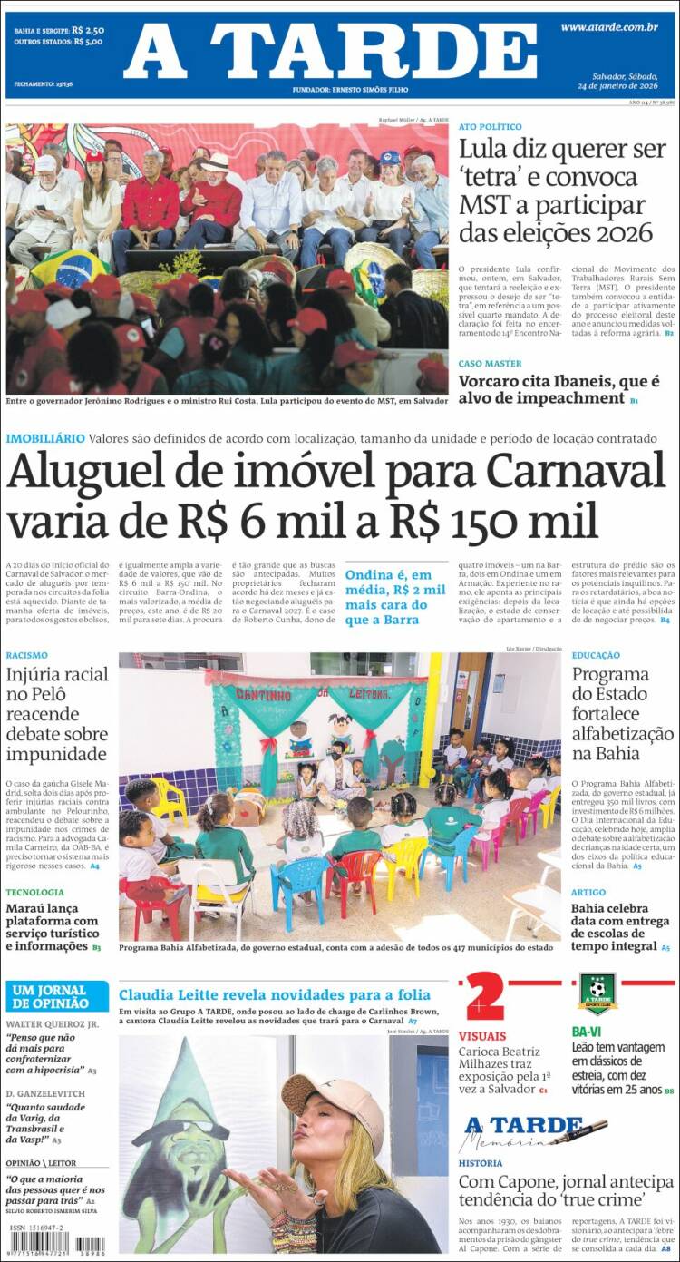 Portada de Diário A Tarde (Brasil)