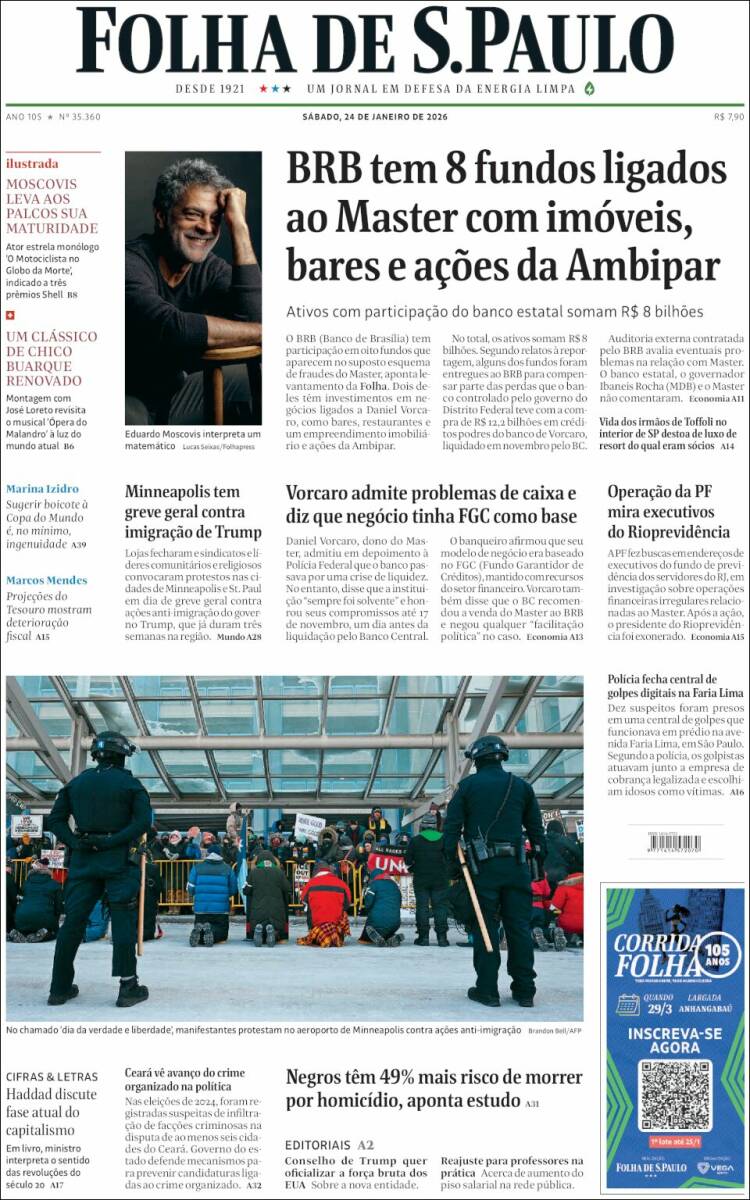 Portada de Folha de São Paulo (Brasil)