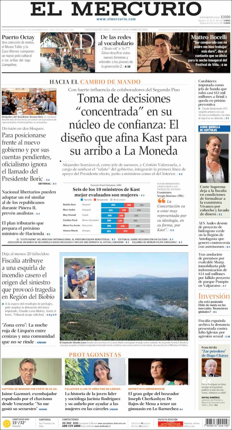 Portada de El Mercurio (Chile)