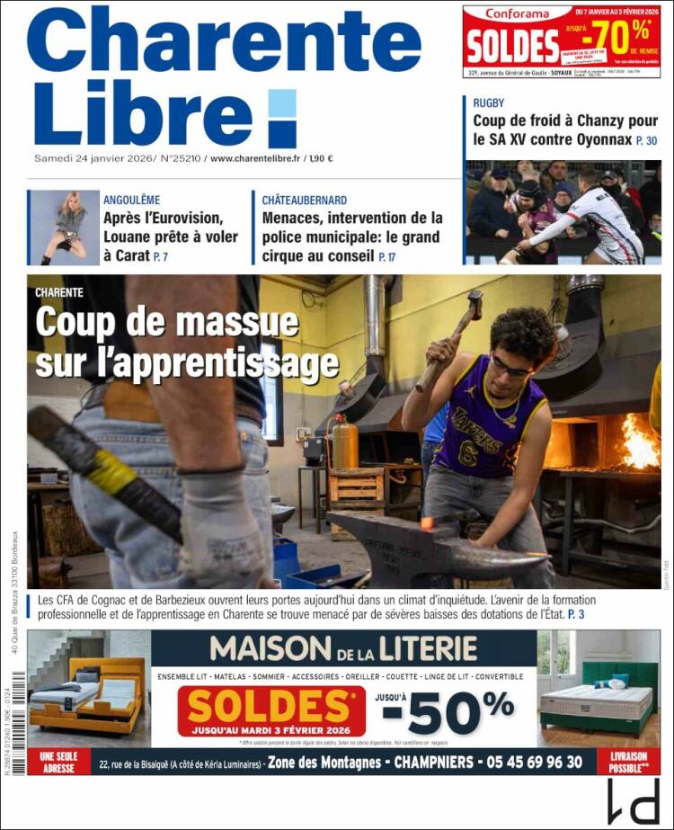 Portada de Charente Libre (Francia)